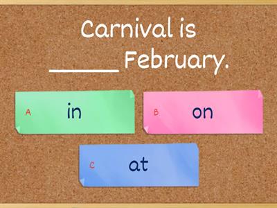 use on in at preposition rules