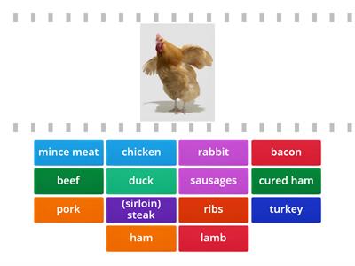 MEAT - LH 1&2 Food Vocabulary flashcards (match up activity)