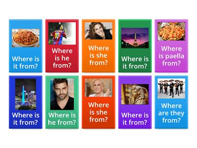 Vocabulary: Where are they from? (Level beginner 1B)