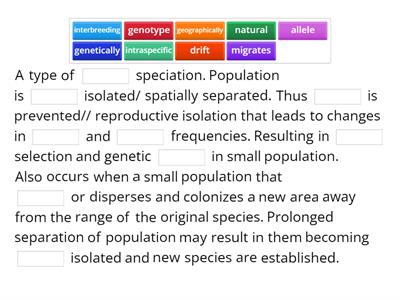 Explain the mechanism of allopatric speciation.