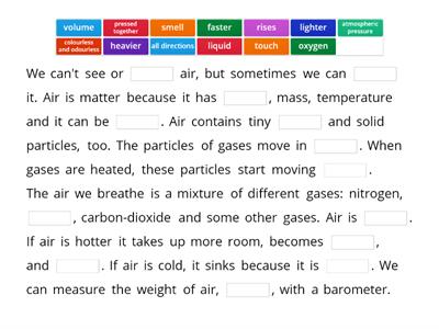 Unit 3.4 - Properties of Gases and Air (missing words)