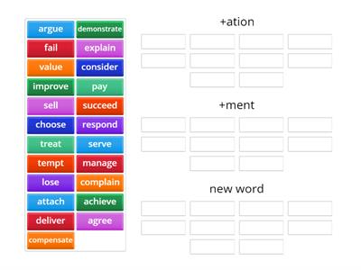 Wordbuilding: making nouns from verbs