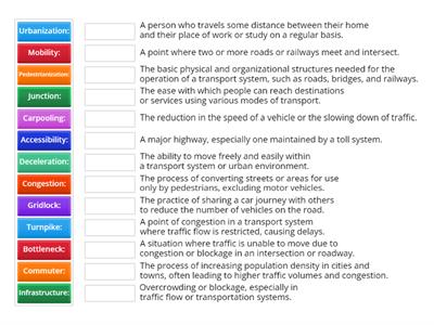 Upstream Proficiancy Unit 4 vocabulary transport