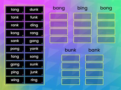 -ng and -nk Rhyme Sort