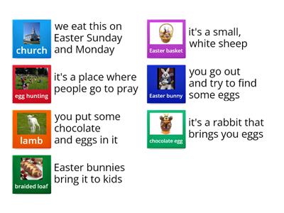 Match the words with the definitions about Easter. 