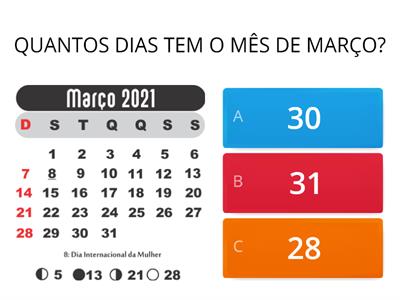 JOGO CALENDÁRIO MÊS DE MARÇO