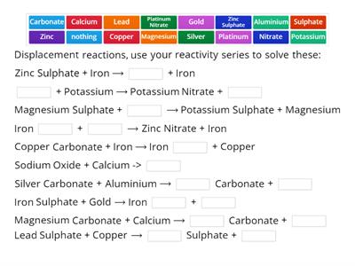 Year 11 Displacement reactions