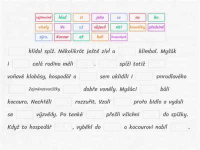 Doplň vhodné slovo a urči jeho slovní druh