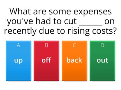 Phrasal verbs MONEY test and speaking