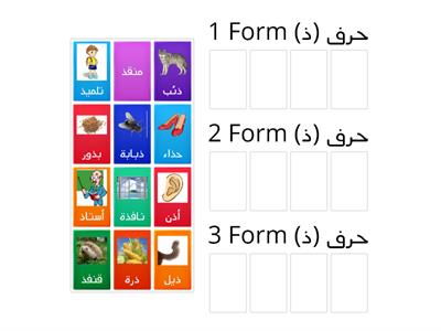 Letter Dhaal Forms مواقع حرف (ذ)