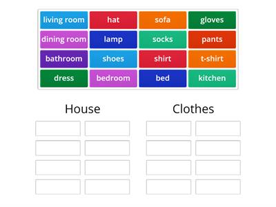 House and clothes vocabulary