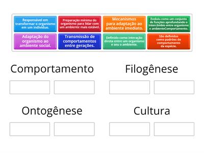 Abaixo, estão listados conceitos básicos sobre o modelo causal de seleção pelas consequências. Identifique as definições