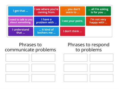 Phrases to communicate problems and repond to them