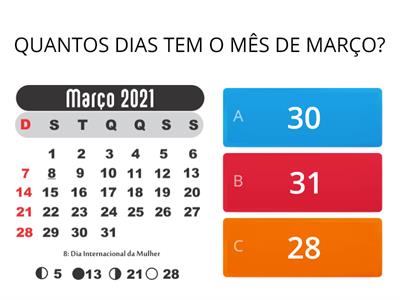  CALENDÁRIO MÊS DE MARÇO