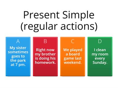 Present Simple, Present Continuous, Past Simple (test)