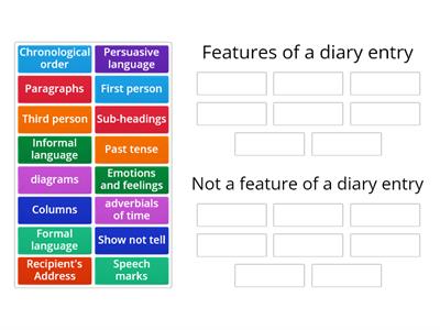  Features of a diary