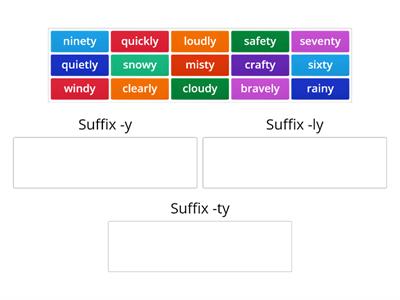 Suffixes y, ly, ty