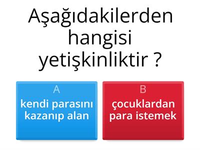 4 sınıf yetişkin,çocuk işleri test