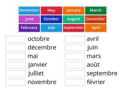 Months of the year in french
