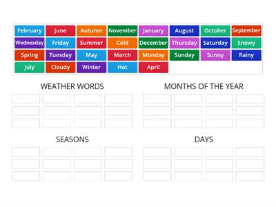 Weather, days, months and seasons