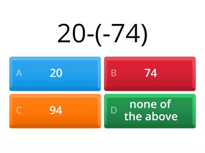 Integers quiz