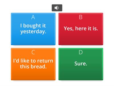 Grocery Shopping- Refund dialogue Quiz