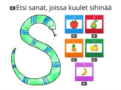 Etsi sanat, joissa on S-äänne