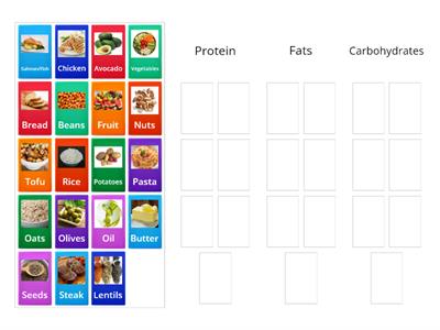 Sort the Proteins, Fats and Carbohydrates