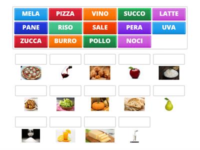 Abbinamento immagini-parole bisillabiche categoria CIBO 