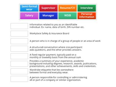 Employment vocabulary 