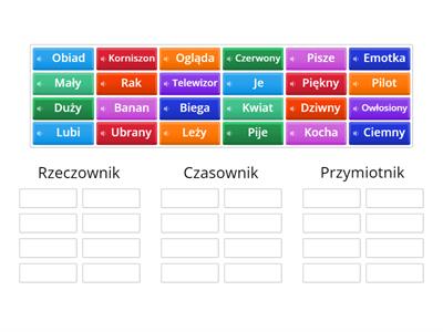 Przymiotnik Rzeczownik Czasownik :0