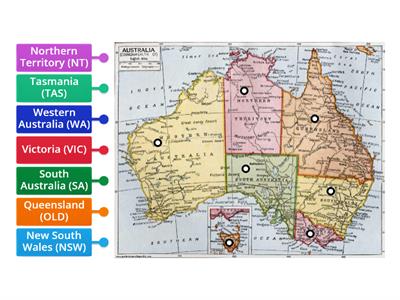 Label the different states in Australia