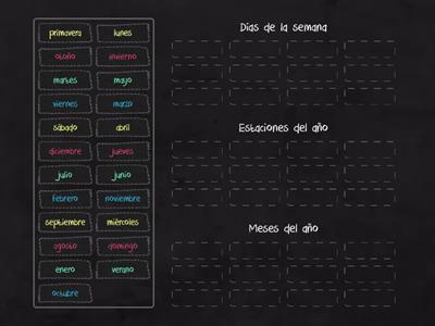 Días de la semana, meses y estaciones del año