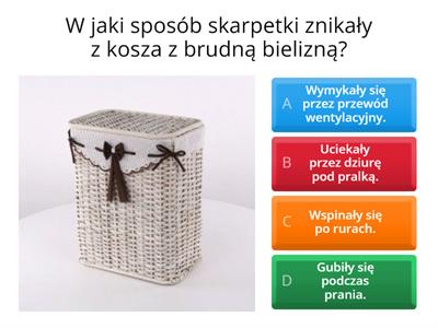 "Niesamowite przygody dziesięciu skarpetek". Test z lektury. 