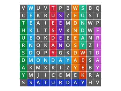 Days of the Week - Wordsearch
