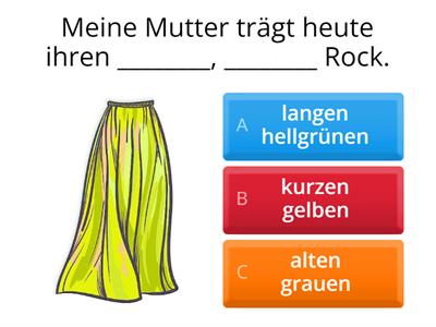 A2 - Kleider & Farben: Adjektivdeklination N, A, D