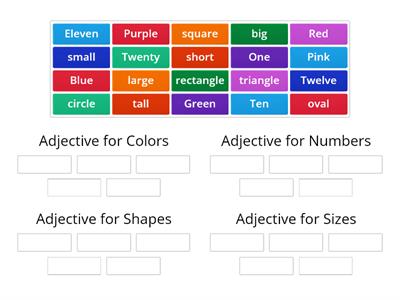 Adjectives Number, size, color and shape