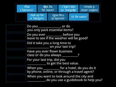 Traveling collocations.