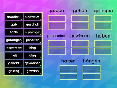 unregelmäßige Verben (geben-hängen), Präteritum-Perfekt