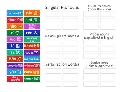Chinese Beginner Word Class Sorting