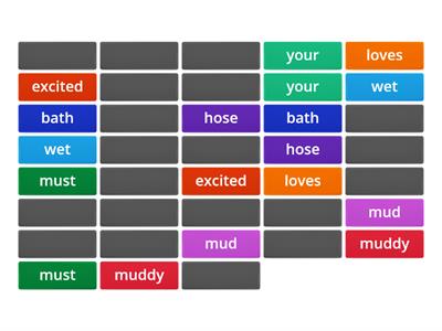 Words for Bathtime for Rags core book 6