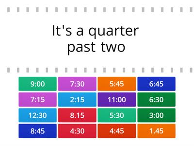 telling time half past quarter to quarter past