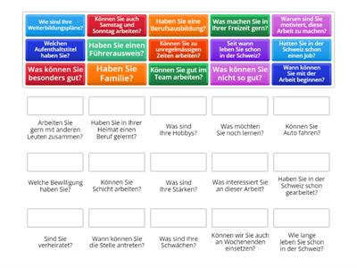 Fragen beim Vorstellungsgespräch