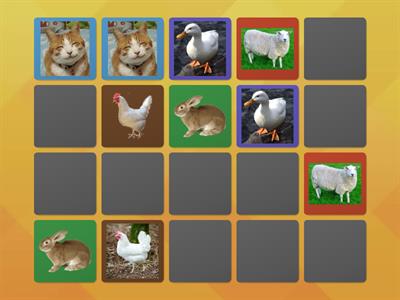 memory game - farm animals
