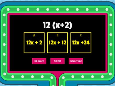  FFynone House  maths: Expanding single brackets and collecting terms gameshow