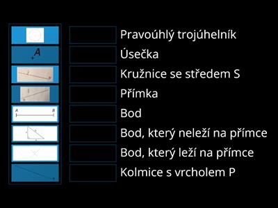 Geometrie - přímka, úsečka, bod, kolmice, trojúhelník