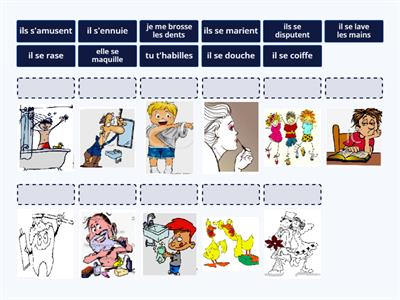 les verbes pronominaux 1, fais glisser l'image qui correspond à la phrase