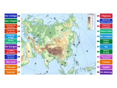 Mapa físico Asia