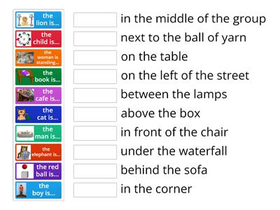 Prepositions of place. Easy match-up