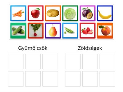 Csoportosító-zöldségek és gyümölcsök